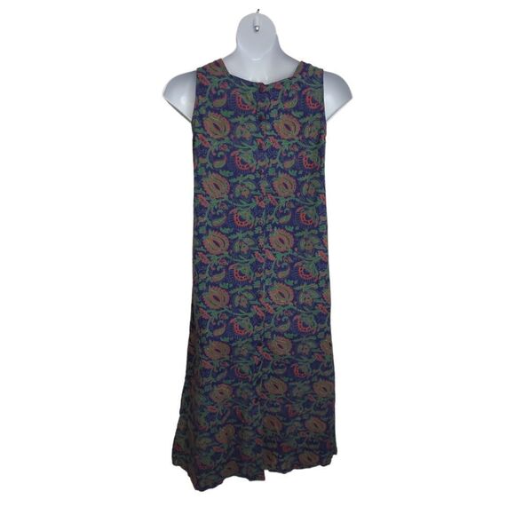 J PETERMAN vintage paisley moody sleeveless button back maxi shift dress M - Picture 3 of 10
